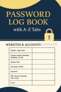 Password Log Book with A–Z Tabs