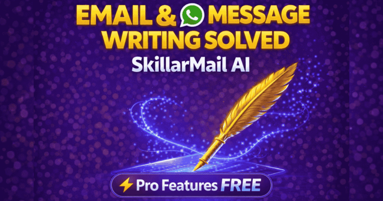 SkillarMail AI Banner - Email and WhatsApp Message Writing Solved with Pro Features Free AI Email Writer